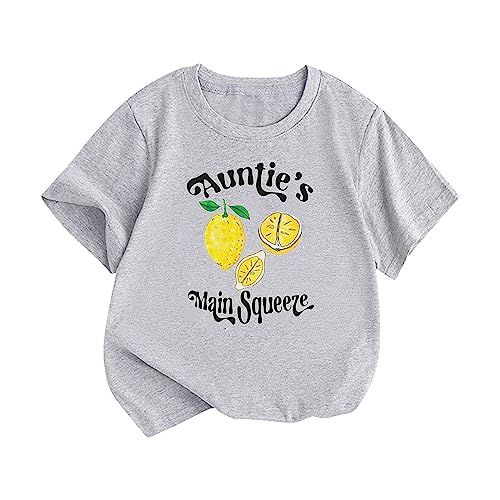EnJoCho Toddler Cute T-Shirt Children Big Kids AUNTIE’S MAIN SQUEEZ Cartoon Print Boys Girls Tops Short Sleeve T Shirts