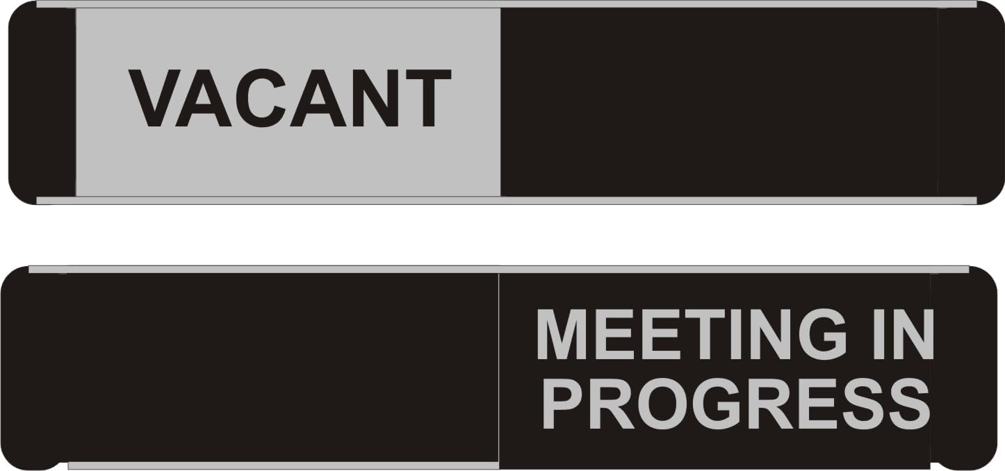 Seco VACANT/MEETING IN PROGRESS Sliding Meeting Room Sign โ 10.03" x 2.05" โ Aluminium & PVC
