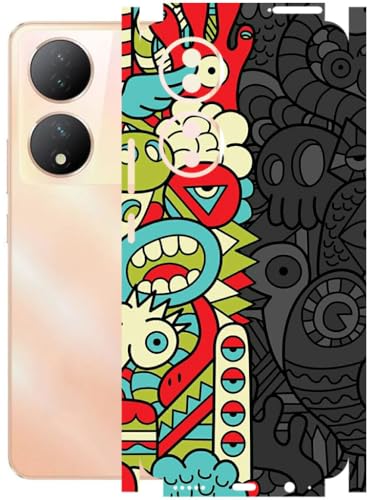 Image of AtOdds - Full Body Back Screen Guard Protector Film - Lamination Wrap Skin Sticker Compatible with VIVO Y100A | Scratchproof Matte Finish (Graffiti50)