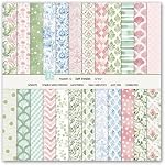 Scrapbook Paper Boho Patterned Paper for Scrapbooking, Double Sided Floral Decorative Craft Papers, MIATTCLD 24 Sheets Scrapbook Background Papers for Photo Album Journal Decor (Pink, 12x12 IN)