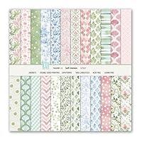 Scrapbook Papier Blumen Muster Scrapbook Bastelpapier, 24 Blat Doppelseitiges Boho Dekorpapier, MerwDeeyt Buntes Motivpapier für Journal Scrapbooking Fotoalbum Dekoration (Rosa, 30,5x30,5 cm)