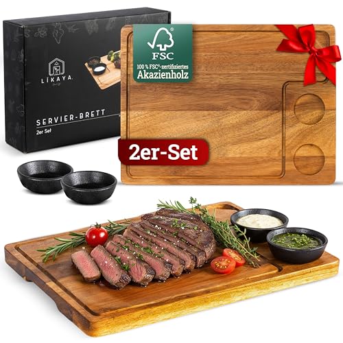 LIKAYA® Servierbrett XXL 2er-Set 'Santiago' – FSC®...