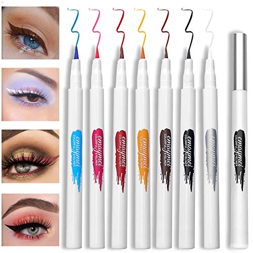 NewBang 7 Colors Liquid Eyeliner Set,Matte Neon Liquid Eyeliner Pencil,Waterproof Long Lasting Eye Liner Pen,Professional Smudge Proof Hypoallergenic Multi Colored Makeup Pen