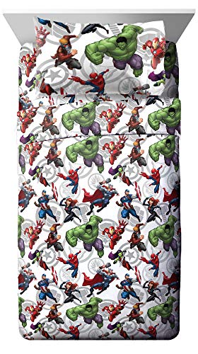 Jay Franco Avengers Team Twin Sheet Set - Super Soft and Cozy Kid's Bedding - Fade Resistant Polyester Microfiber Sheets