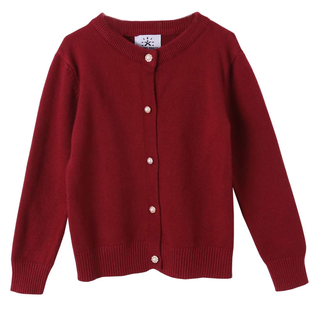 SMILING PINKER Girls Cardigan Sweater School Uniforms Button Long Sleeve Knit Tops