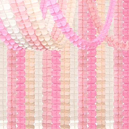 Image of Pink-White Peach Party-Decorations Streamers Garland - 157Ft Four-Leaf Clover Hanging Banner,Wedding Girl Birthday Baby Bridal Shower Engagement Bachelorette Decor Hugtmr