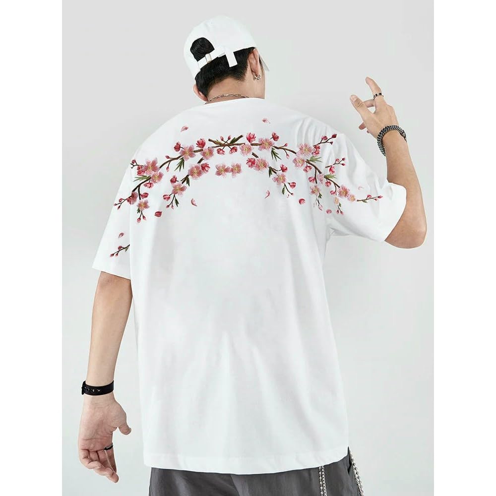 SLJYM Maglietta da uomo donna con fiore allentato casual maglietta estiva in cotone hip hop t-shirt top manica corta maschio Harajuku
