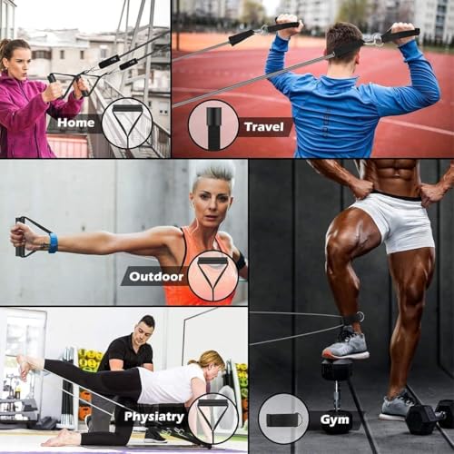 Image of Fit Simplify Resistance Bands Set for Exercise, Stretching and Workout Toning Tube Kit with Foam Handles, Door Anchor, Ankle Strap and Long Carry Bag for Men, Women (Multicolour)