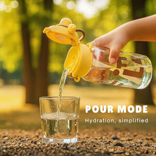 Image of Veejet Joyland Kids Water Bottle - Sipper Water Bottle for Kids - Water Bottle for School - Water bottle for Girls and Boys, BPA-Free, Spill-Proof, Perfect for School and Play - 620 ML (Yellow)