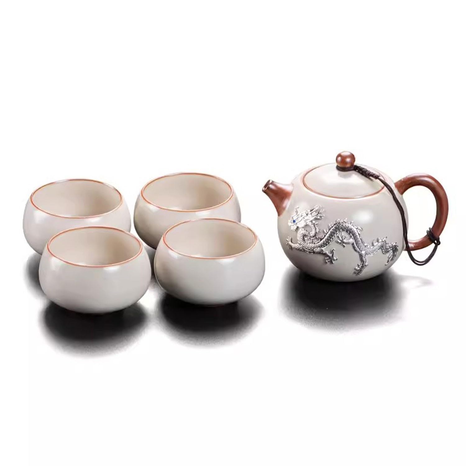 Zestaw Do Herbaty, Zestaw Filiżanek Do Herbaty, Zestaw Do Herbaty, Inkrustowany Srebrem Piec Do Herbaty, Ceramiczny Czajniczek Z Sitkiem Do Herbaty