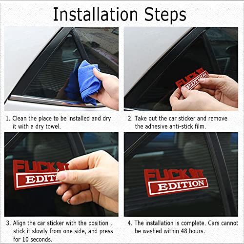 Image of Fuck IT Edition Emblem, Car Exterior Emblems Badge 3D Sticker Decal, Fuck-IT Edition Emblem 3D Fender Badge Decal, 3D Fender Badge Decal Car Truck Replacement, Fit for All Cars (Red White)