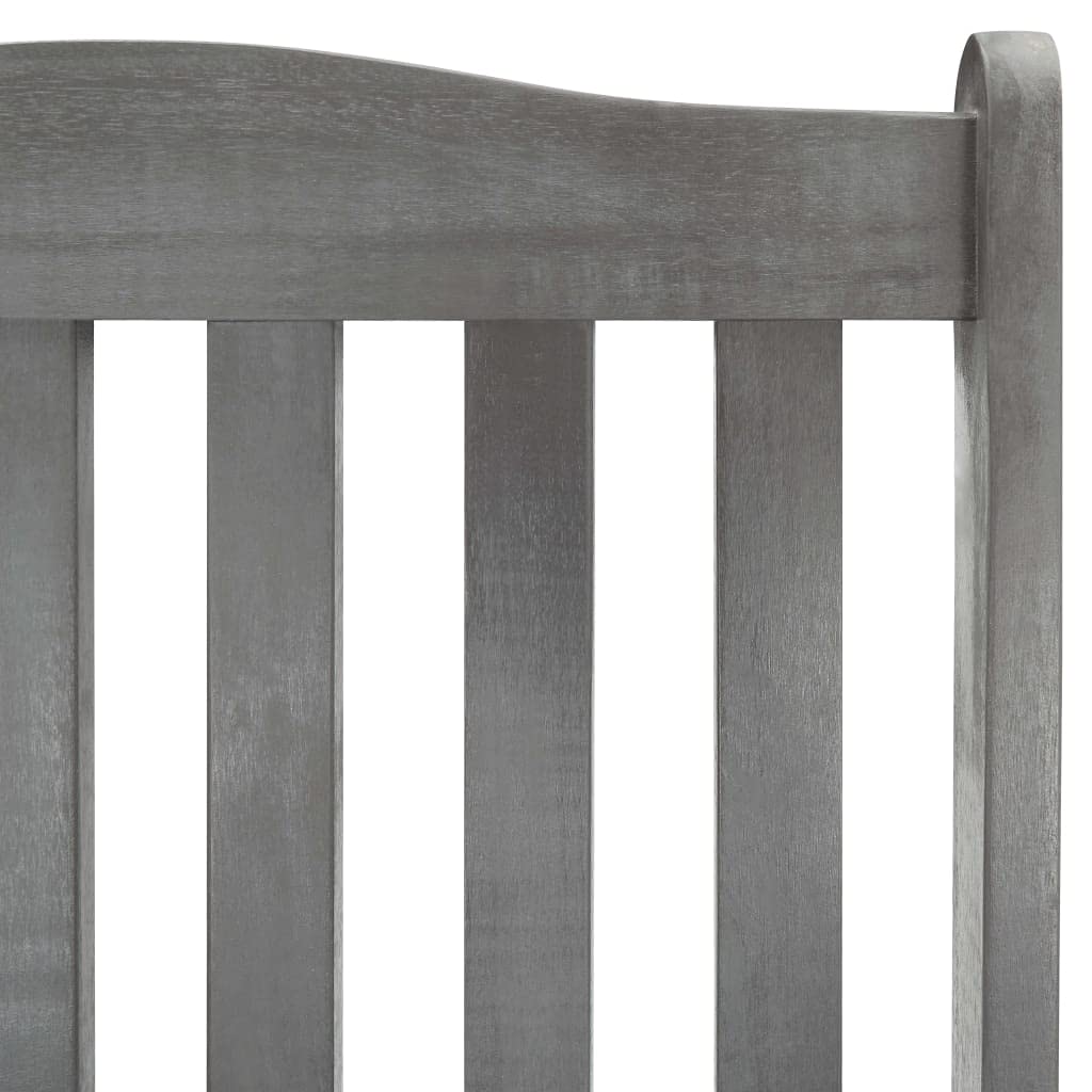 Silla mecedora gris de madera de acacia maciza, resistente a la intemperie, para jardín, terraza, balcón, con respaldo alto y cómodo cojín acolchado