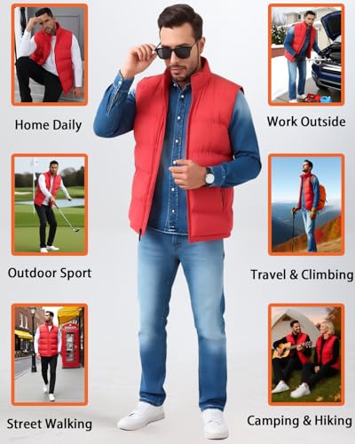 Image of JIHUILAI Men's Puffer Vest Winter Jacket Warm Puffy Vests Men Outdoor Sleeveless Lightweight Water-Resistant Vest M To 5XL