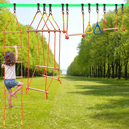 image for X XBEN 8.5Ft Wooden Rope Ladder for Kids, Climbing Ladders for Backyar