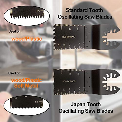 Mixed Wood Oscillating Tool Blades Multitool Saw Blade Set, Quick Release Saw Blades Fit For Fein Multimaster, Porter Rockwell Cable,Black & Decker,Ridgid Ryobi, Dewalt, Chicago (6 Pcs) #TOP2