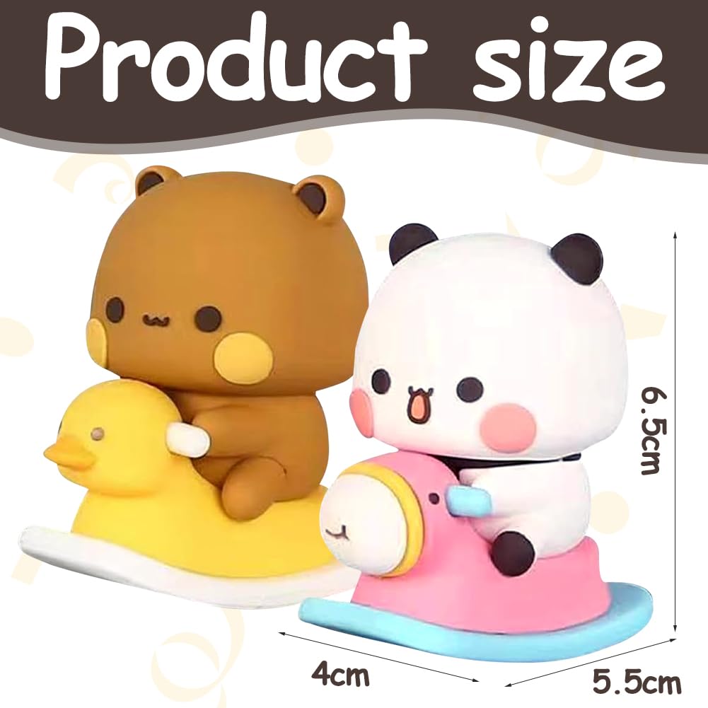 YEIUZPT 2 pcs Bubu Dudu Bobblehead, Bubu Dudu Wobble Figure, Cute Car Dashboard Decorations, Collectible Table Decoration, for Office, Desktop, Room, Car Decoration Sculpture Bear - Image 3