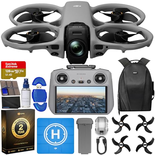 DJI Avata 360 with RC 2 (With Screen) 360° Drone With 1-Inch 8K 360° Imaging for FPV & Aerial Filming, Bundle with 128GB Memory Card, CPS 2 Year Warranty + Pilot Kit