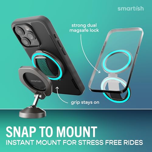 Image of Smartish MagSafe Phone Grip Kickstand - Quickstand - Magnetic Cell Phone Finger Loop - [Dual-Sided Magnets] Ring Holder Mount w /MagSafe Adapter Kit for Apple iPhone Accessories - So Jaded