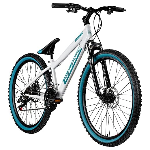 Galano Dirt Bike G600 - Bicicleta de montaña (26 pulgadas, 18 marchas), color blanco y turquesa