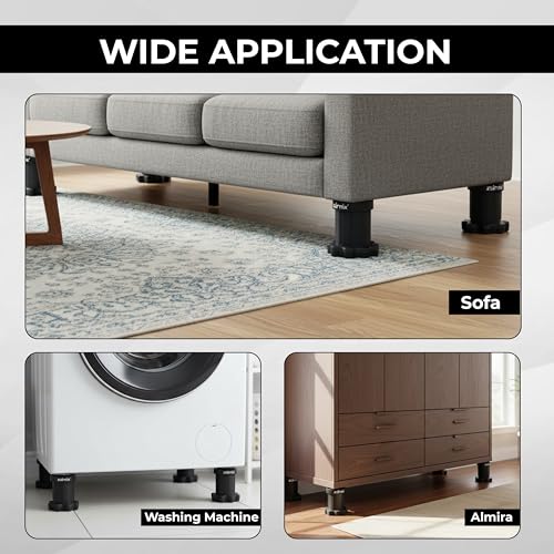 Image of ZOLMIX Height Adjustable Washing Machine Stand | Anti Vibration Pads | 4 Pc