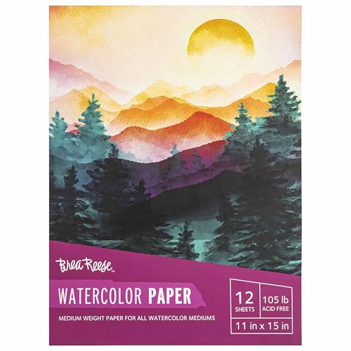 Brea Reese: Watercolor Paper Pad 50 Sheets - 11x15-105lb, Acid-Free, Durable & Glue-Bound, Perfect for Watercolor Painting, Adult Art Supplies