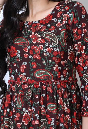 Image of Amazon Brand - Tavasya Women Long Maternity Kurta | Feeding Kurti | Comfort Maxi Dress