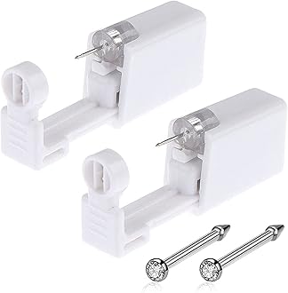 Lyuxzad Nose Piercing Gun - 2 Pack Self Nose Piercing Kit Unit Disposable Nose Piercing Gun with Nose Stud Piercing Kit Tool for Cartilage Tragus Helix Piercing Gun Piercing Jewelry (Silver)