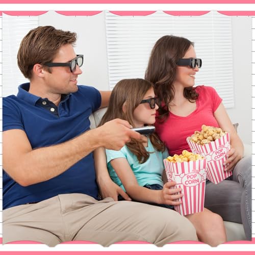 Image of Xinnun 100 Pcs Popcorn Boxes 32oz Classic Stripe Paper Buckets Disposable Oil Proof Popcorn Container Retro Open Top Box for Movie Night Supplies Theaters Carnival Birthday Party(Pink and White)