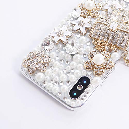 Dmaos Iphone Se 2020/Iphone 8/Iphone 7 Women Case, Handbag Design Sparkly Rhinestone Cover, Cute Girly Bling Diamond Snow Flower, Beauty For Iphone 4.7 Inch #TOP1