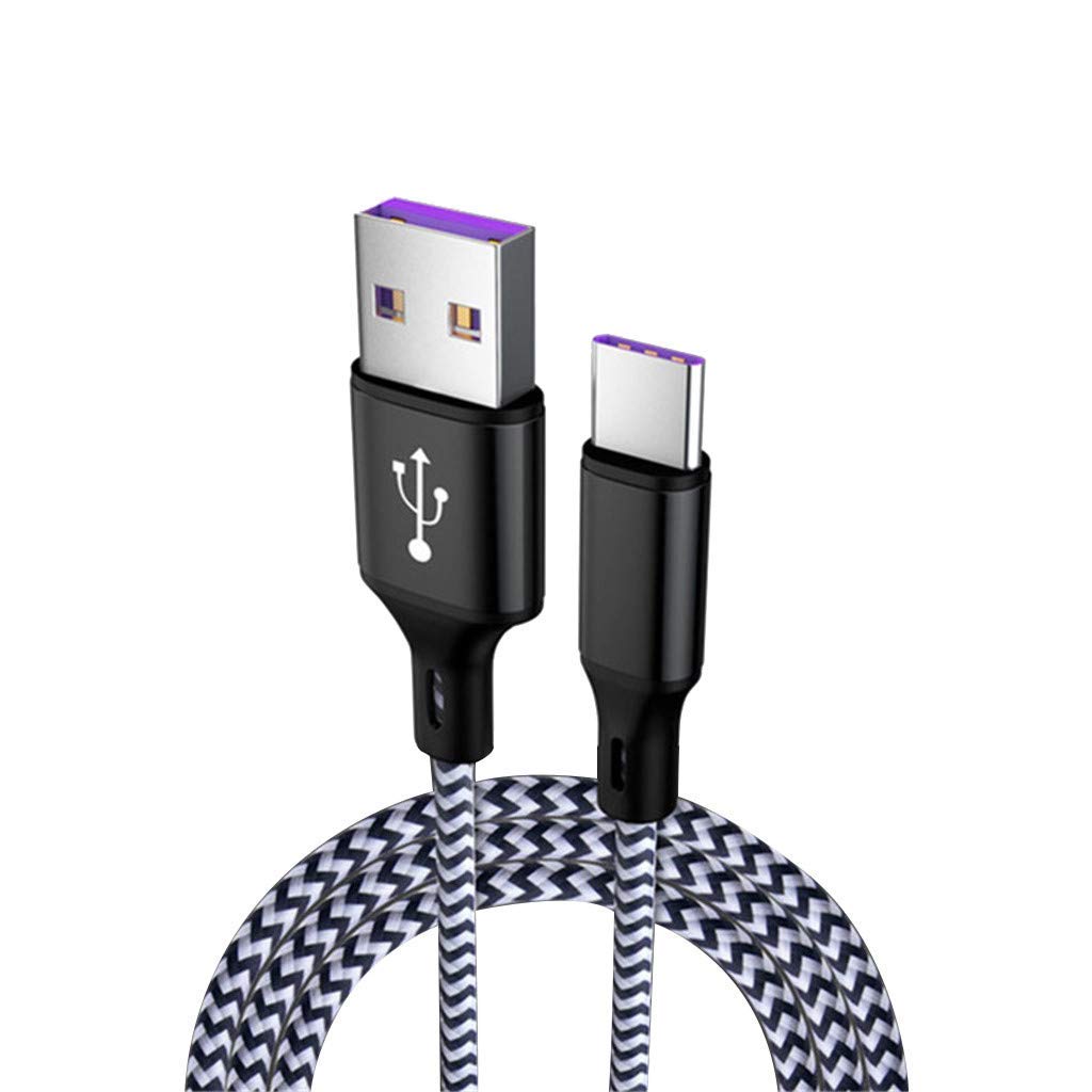 SYGA Type-C Data Cable Mate 5A Super Fast Charge Braided Data Cable for Huawei Charging Cable (Black)