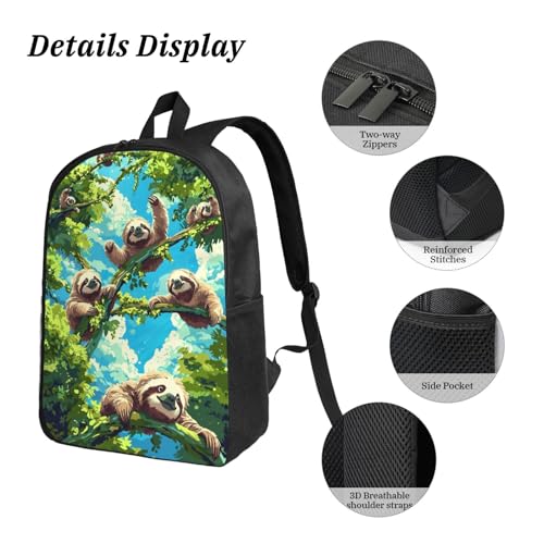Cartoon Sloth Backpacks 3 Pcs Unisex Travel Backpack with Fun Graphic Cartoon Print for Daily Commute4