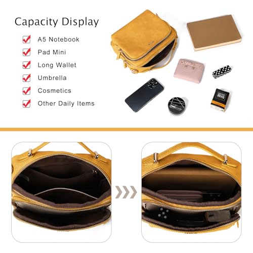 Image of Crossbody Bag,Convertible Top Handle Purse and Satchel for Women | Soft vegan leather; multi pockets; fits A5,iPad mini,long wallet; lightweight organizer for work, travel and weekends