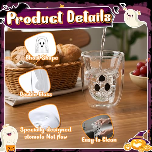 Taza de vidrio doble pared Ghost para Halloween 300 ml miniatura 5