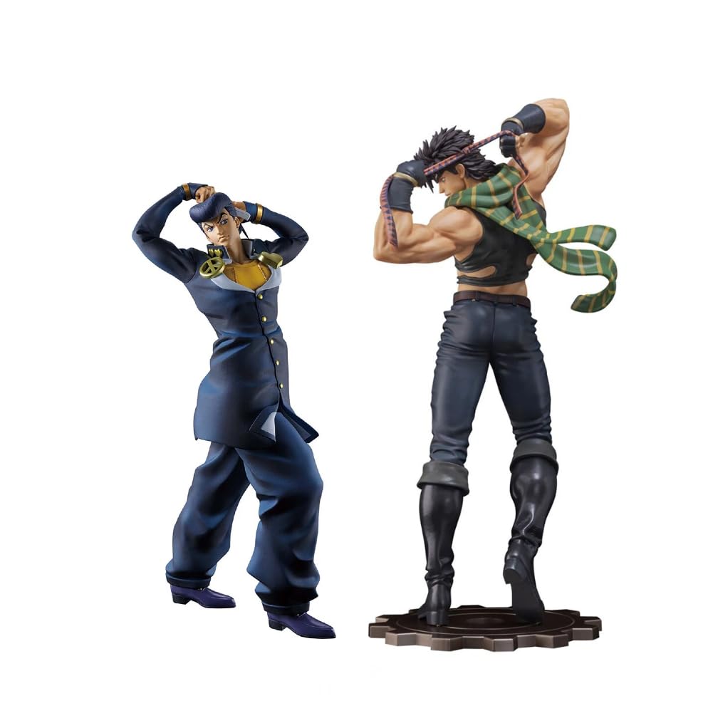 Jiumaocleu 2PCS JJBA Joseph Joestar Figures Movable Figuren with Accessories, Higashikata Josuke Figure Statue Model Handmade Collectible Figurine Gifts
