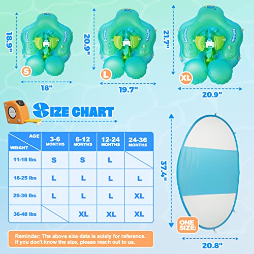 Bellochiddo Baby Pool Float With Removable Upf 50+ Sun Protection Canopy, Toddler Inflatable Swimming Pool Floats With Bottom Support, Fun Gifts Swimming Trainer Water Toys For Age Of 3-36 Months #TOP1
