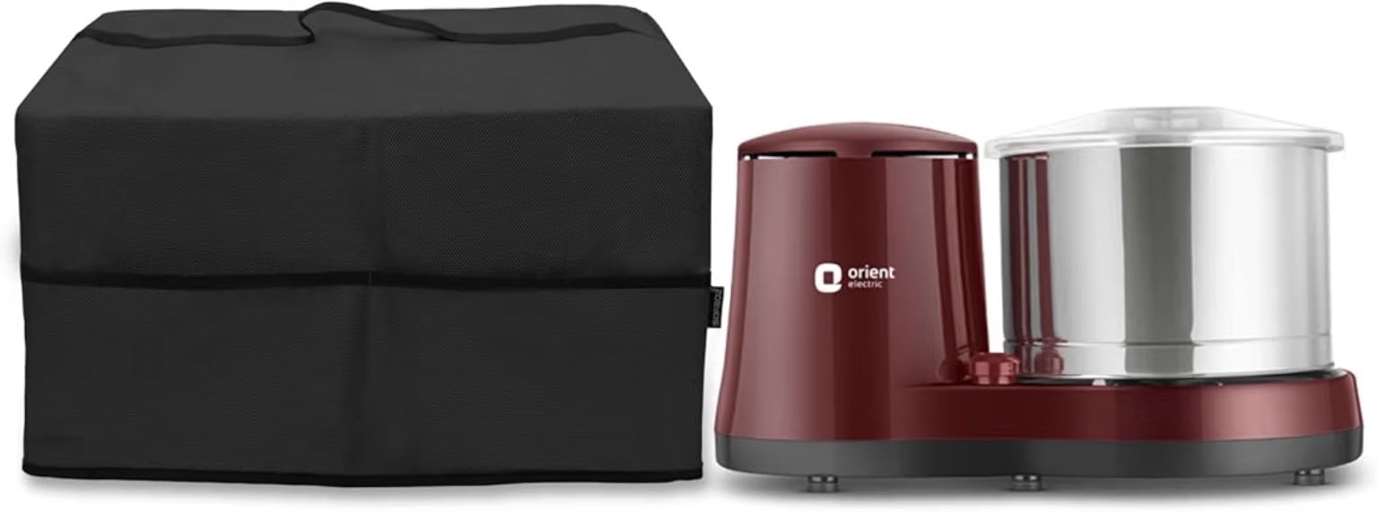 Waterproof Dustproof Wet Grinder Cover with 2 Pockets Storage Solution | Compact & Stylish Kitchen, Black-image-11