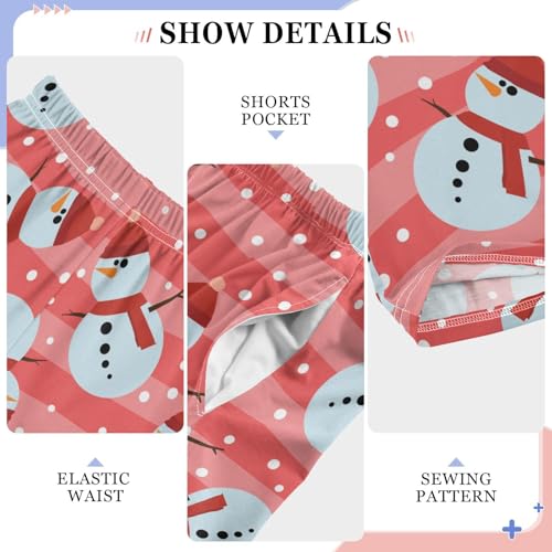 Boys' Pants Christmas Snowman Red Hat Stripes Long Bottoms Jogger Pants Elastic Waist Trousers with Pockets S-XL4