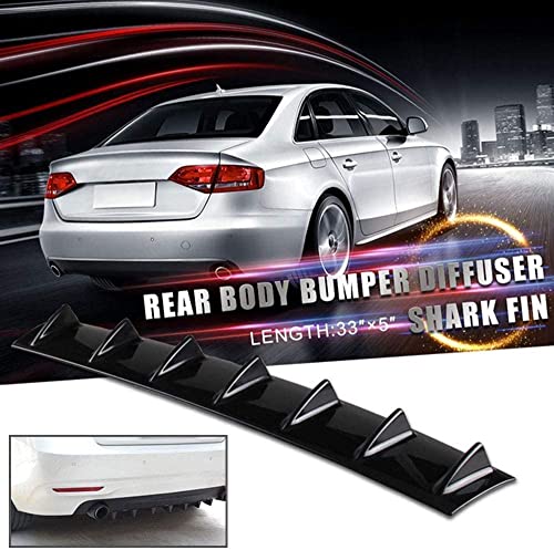 Image of Shark Fin 7 Wing Glossy Black ABS Universal JDM Rear Bumper Lip Diffuser Car Rear Bumper Spoiler Deflector Rear Bumper Lip Diffuser Kit JDM Car Modified Attractive-Look