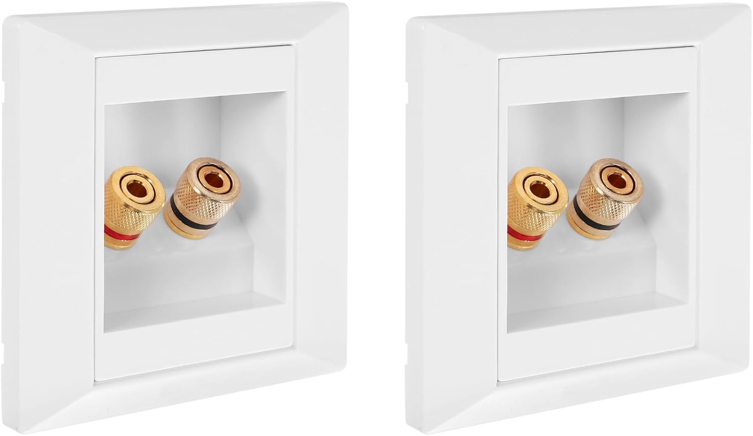 Aboiledy 2 Pcs Wall Socket with 2 Jack Speaker Ports, Multimedia Speaker Boxes Wall Socket Wall Plate with Banana Plug Sockets, Gold Plated Connectors, Banana Plug Speaker Wall Plate