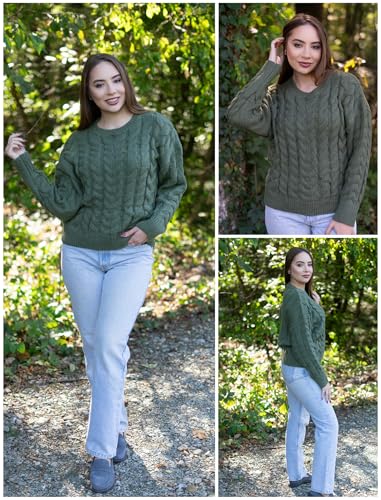 Image of ZAFUL Womens Oversized Sweaters 2025 Cable Knit Chunky Sweater Long Sleeve Crewneck Pullover Loose Outfits