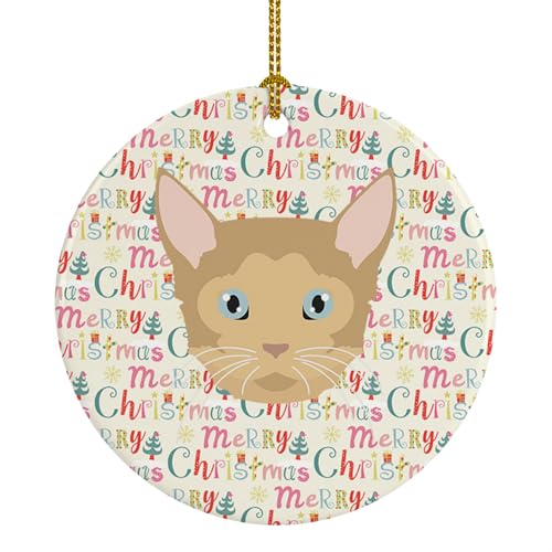 Caroline's Treasures German Rex Cat Christmas Ceramic Ornament Christmas Tree Hanging Decorations for Home Christmas Holiday, Party, Gift, 3 in, Multicolor