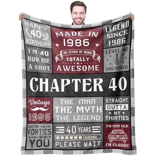 Joyloce 40th Birthday Gifts For Men Blanket 50*60, Happy 40th