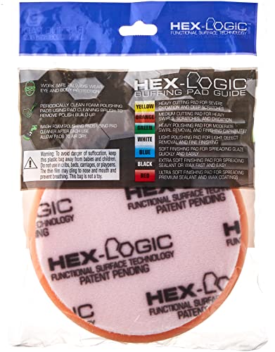 image for Chemical Guys BUFX_102_HEX5 Hex-Logic Medium-Heavy Cutting Pad, Orange