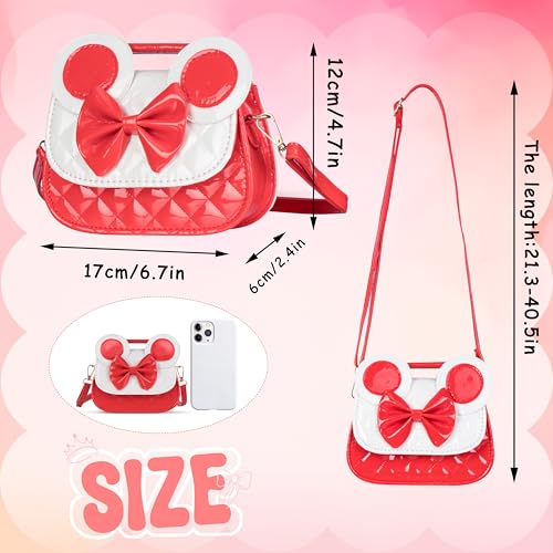 Kids Purse for Little Girl,Adjustable Crossbody Toddler Purses Mouse Ear Bow for Girls Age 3 4 5 6 7 8 9 Birthday Gift (Red)3