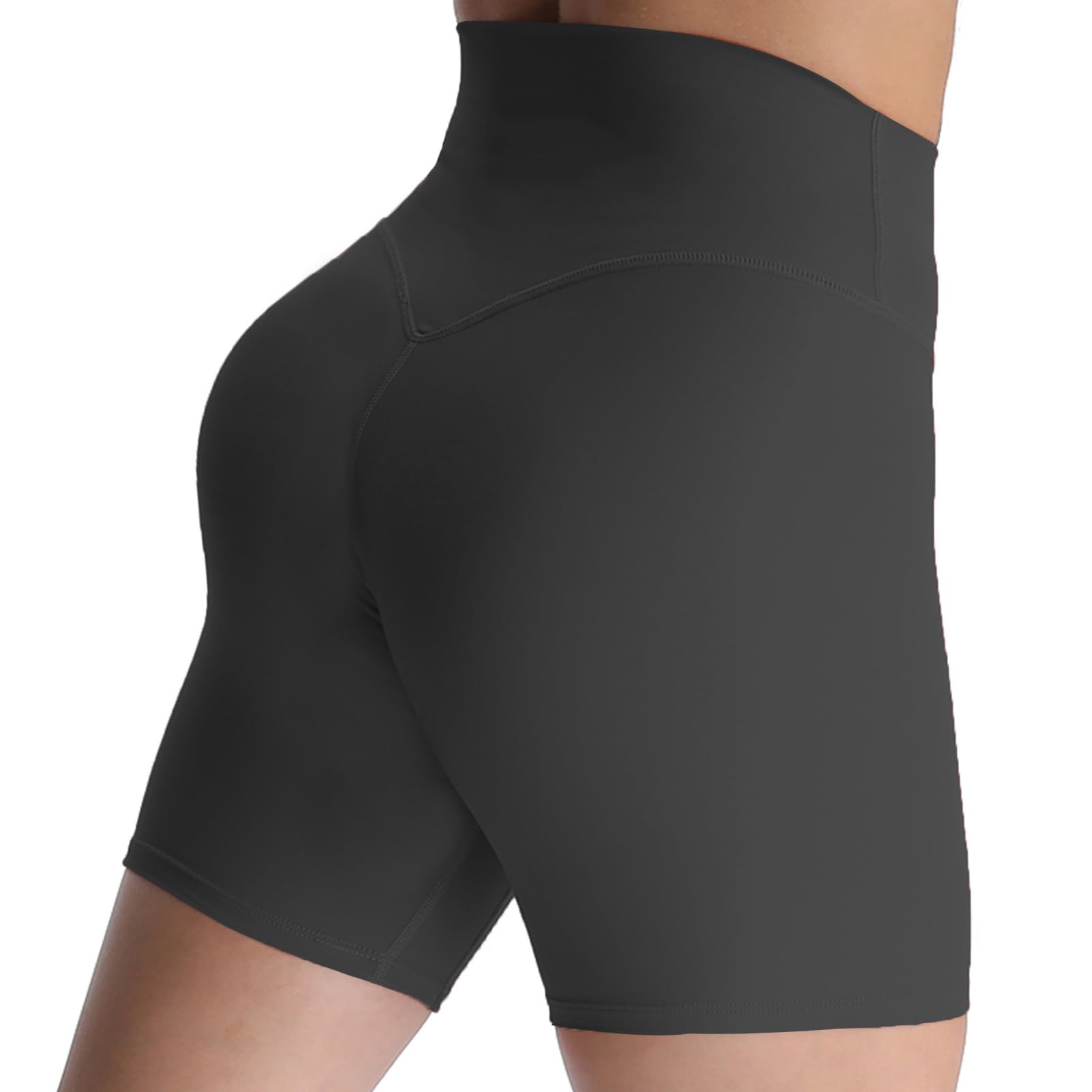 AoxjoxMetamorph Workout Biker Shorts for Women Tummy Control High Waisted Athletic Gym Running Deep V Yoga Short 6"