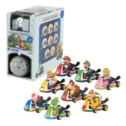 TOMY Mario Kart Pull Back Racers - Blind Box Mario Toys - 10 Count
