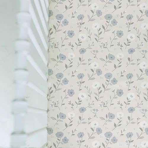 Image of Crib Sheets for Boys & Girls - 2 Pack Fitted Baby Crib Sheets Neutral for Standard & Toddler Bed Mattress - Buttery Soft Organic Cotton Blend (Linnea Blue Floral)
