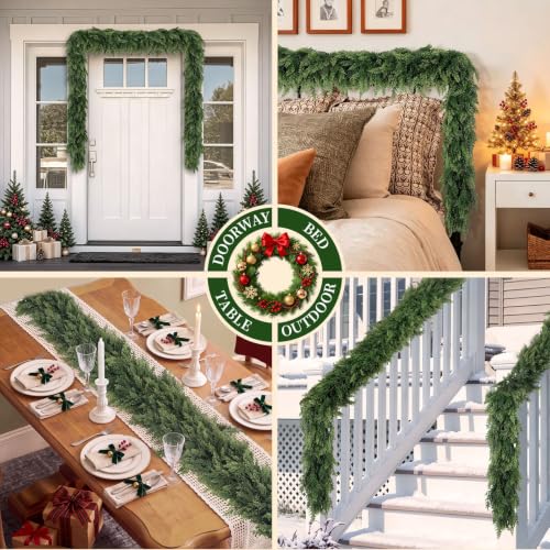 6FT Christmas Cedar Garland Artificial Greenery Indoor Outdoor Decoration - image 8