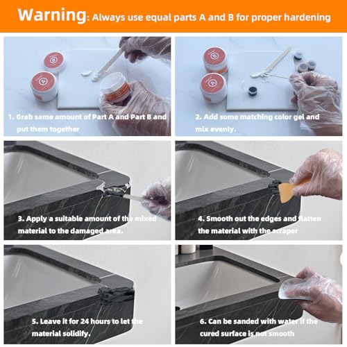 Image of Granite and Quartz Countertop Chip Filler Repair Kit Tile & Fiberglass Porcelain Repair Kit,Marble Tub Repair Kit 3.7 OZ Cracks Ceramic Corian Bathtub Sink Toilet Dents Holes Scratchs