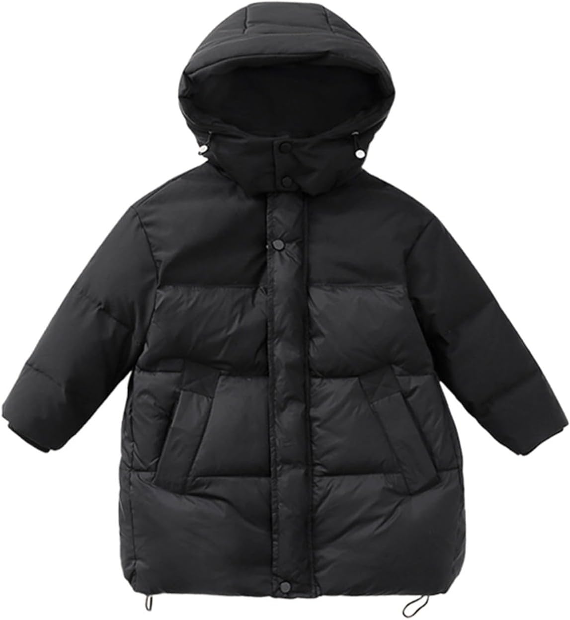 Long Hooded Puffer Padded Jacket for Girls Boys Zipper Button Thick Down Coat Youth Kids Warm Fall Winter Clothes